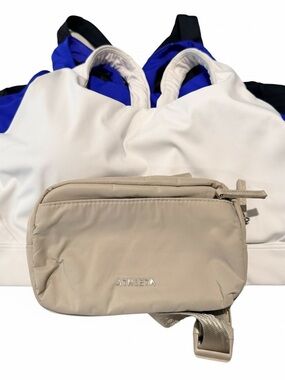 Athleta Interval Sports Bra Bundle 3 Pack D-DD Sz L + Free Belt Bag